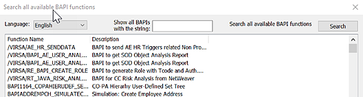 Search for BAPI example output