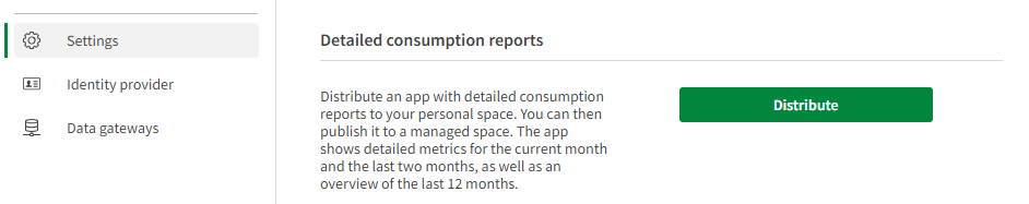 The Distribute consumption reports setting in the Management Console