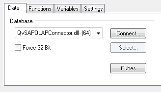 Data tab with QCSAPOLAPConnector.dll selected