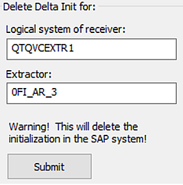 Delete Delta Init dialog with Logical System of Receiver and Extractor specified