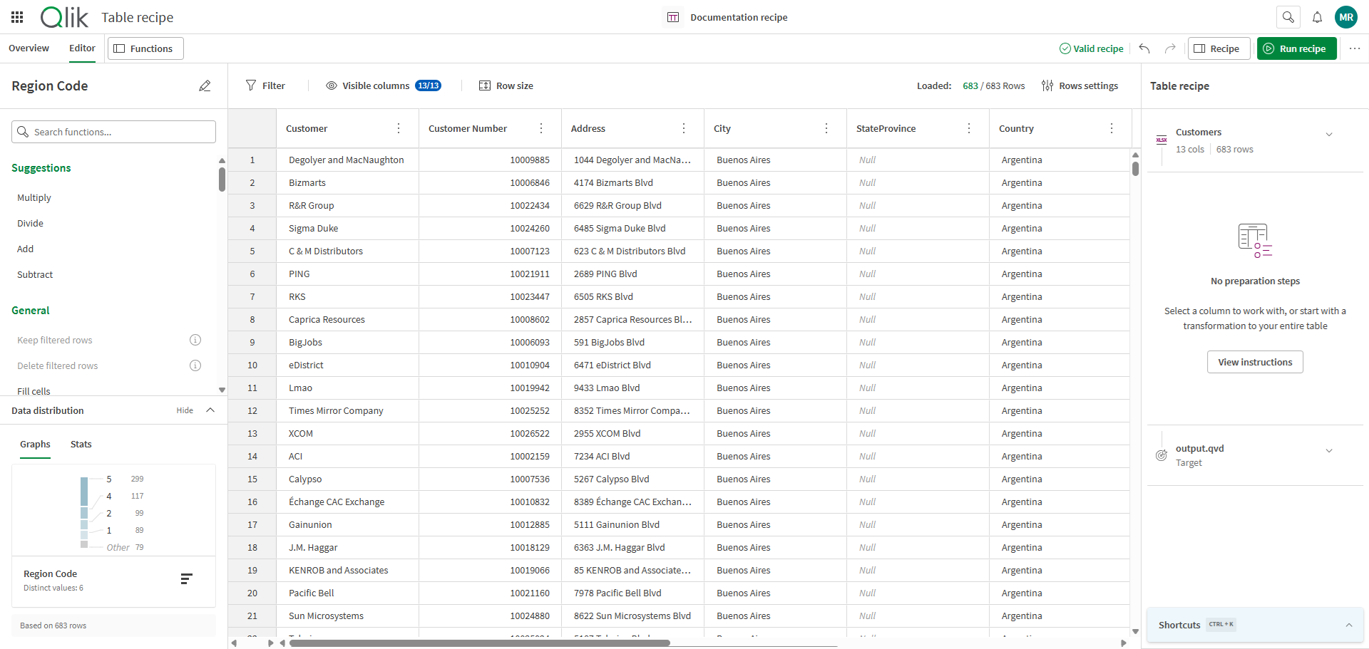 Ein neu erstelltes Tabellenrezept mit einem leeren Rezept und ohne festgelegtes Ziel