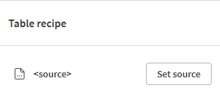 Festlegen einer Quelle in einem leeren Tabellenrezept