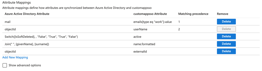 „Attribute Mappings“ abgeschlossen