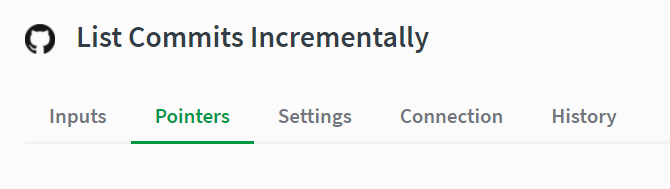 Pointers tab on the block configuration pane for a github block