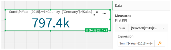 KPIs mit Modifikatoren und Identifikatoren für Auswahlformeln.