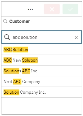 Textsuche nach zwei getrennten Strings: „abc“ und „solution“, getrennt durch ein Leerzeichen.