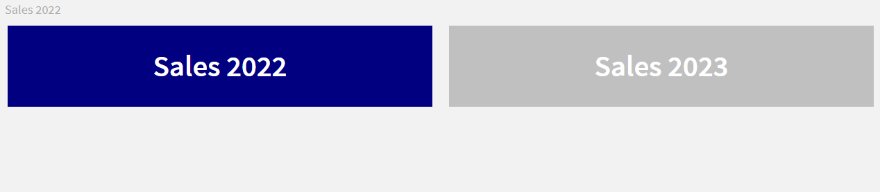 Analysemodus für das Arbeitsblatt „Umsatz 2022“ mit zwei Schaltflächen mit der Bezeichnung „Umsatz 2022“ bzw. „Umsatz 2023“.