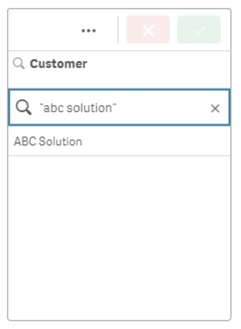 Textsuche nach einem einzelnen String „abc solution“, mit Anführungszeichen.