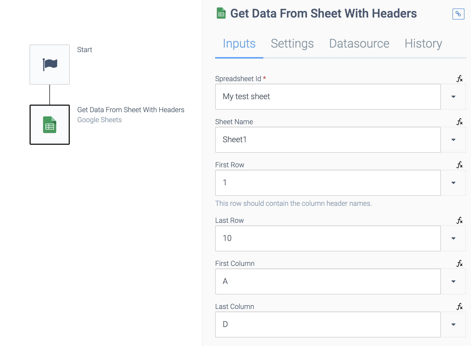 The Get Data From Sheet With Headers block.