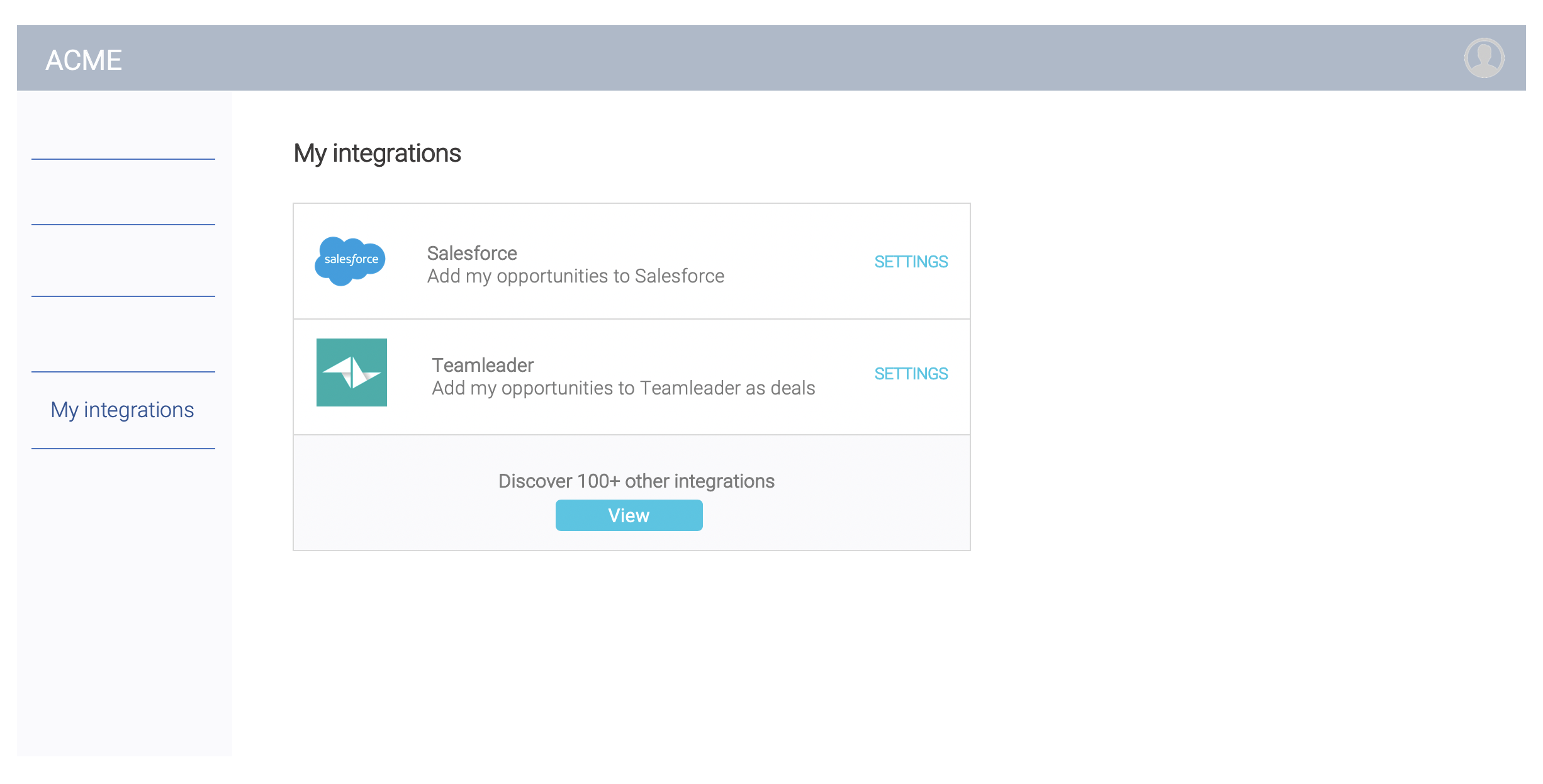 The My Integrations button shows a list of current integrations.