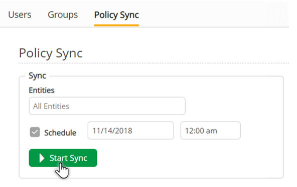 Select start sync button to initialize