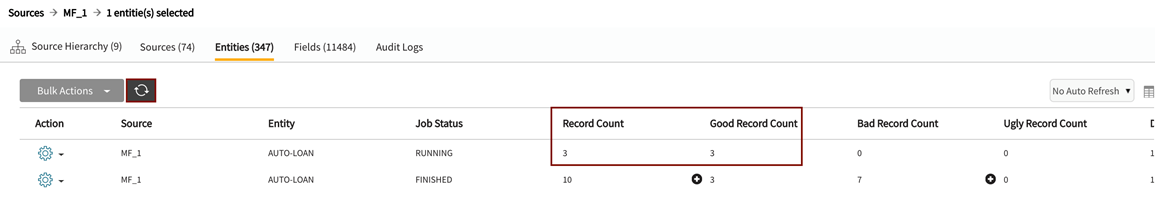 Record counts adjusted for filtering