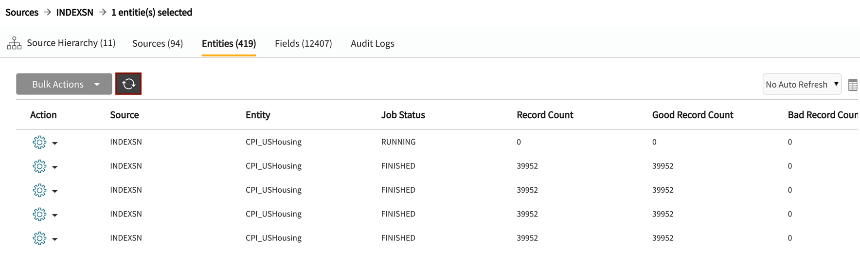 Refresh to the load logs to get updated status for data load