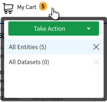 Hover over My Cart to open contents