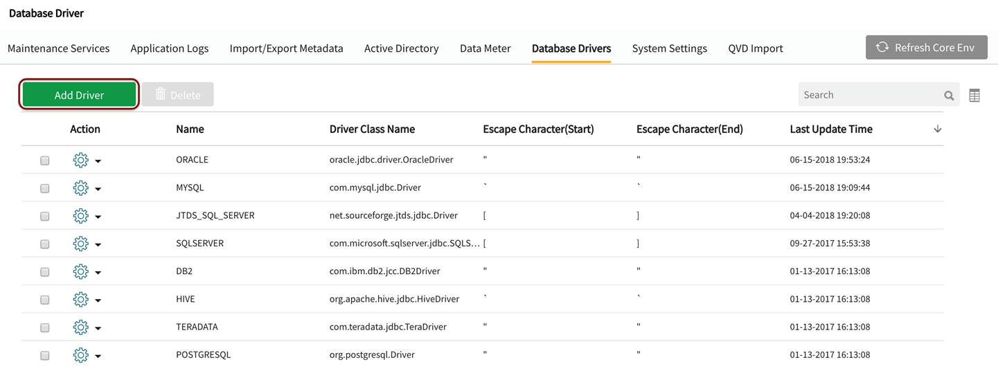 Select 'Add Driver' to initiate driver registration wizard