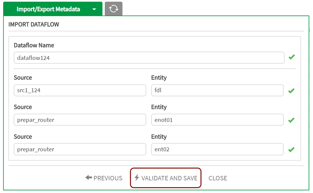 Imported objectes are listed, validate and save