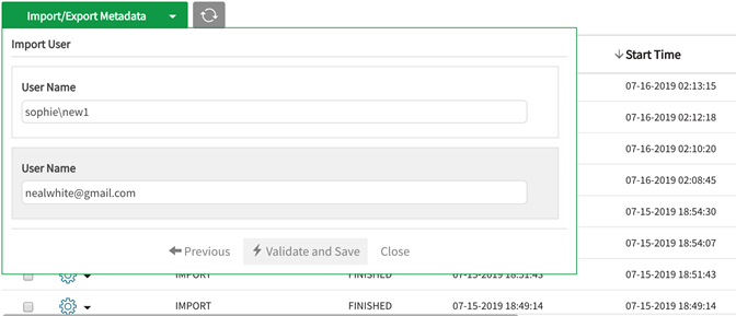 Imported user names display in metadata import modal