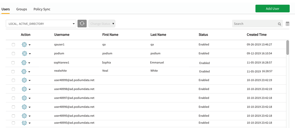 Users grid in security module displays imported users.