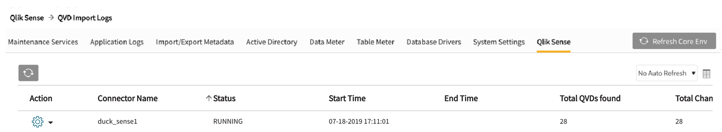 QVD import logs screen