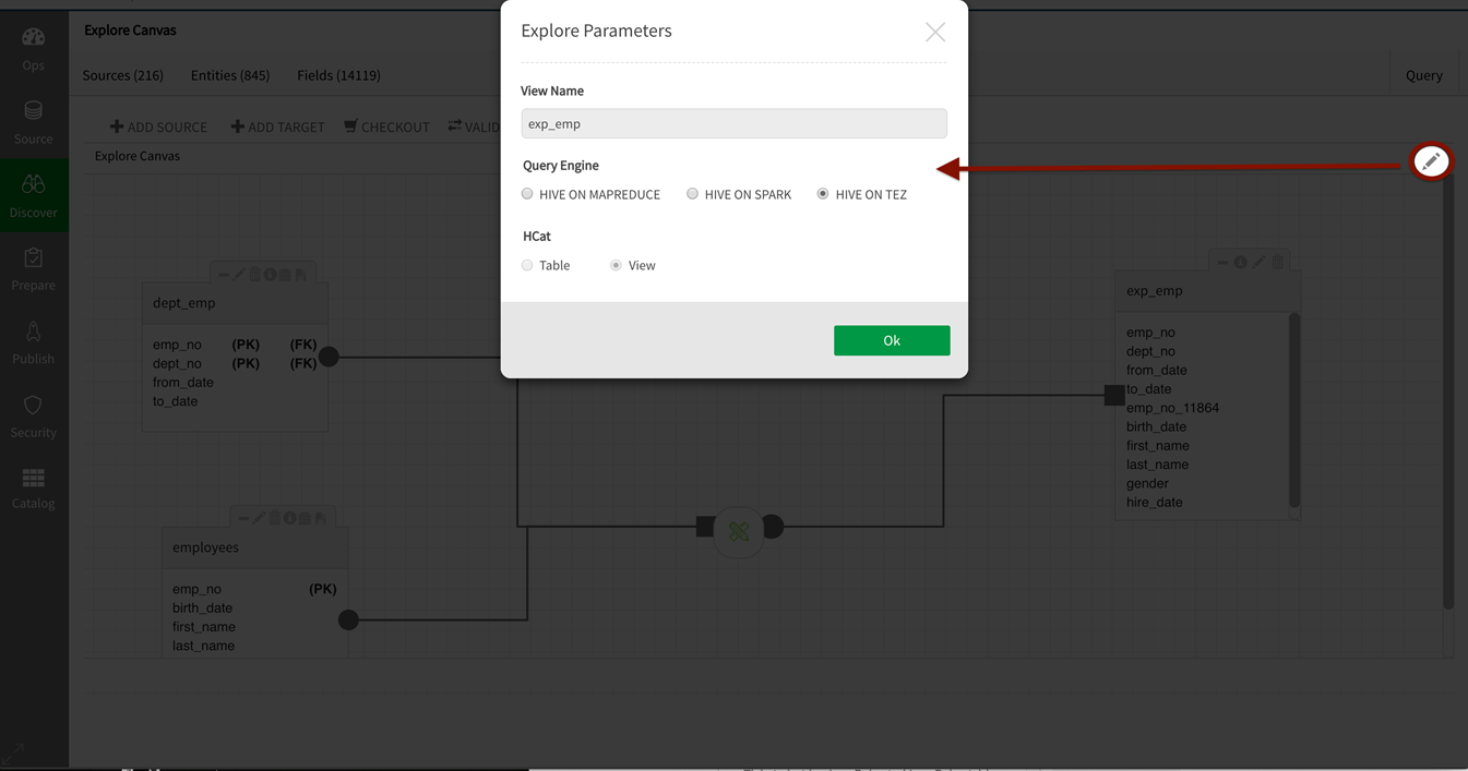 Available parameters for explore queries