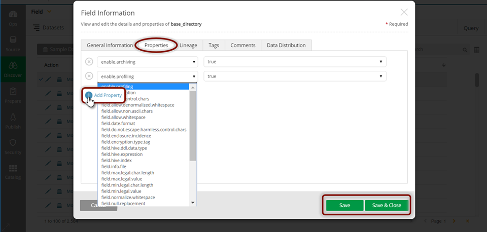 Add property to a field in properties tab