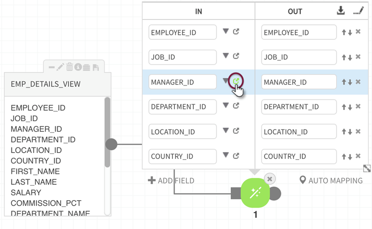 Acess expression builder by selecting its icon in field definition rows