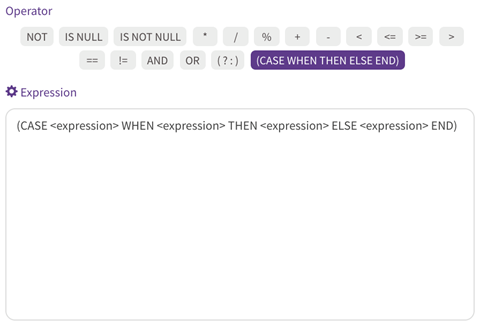 Selected operators populate into the expression field