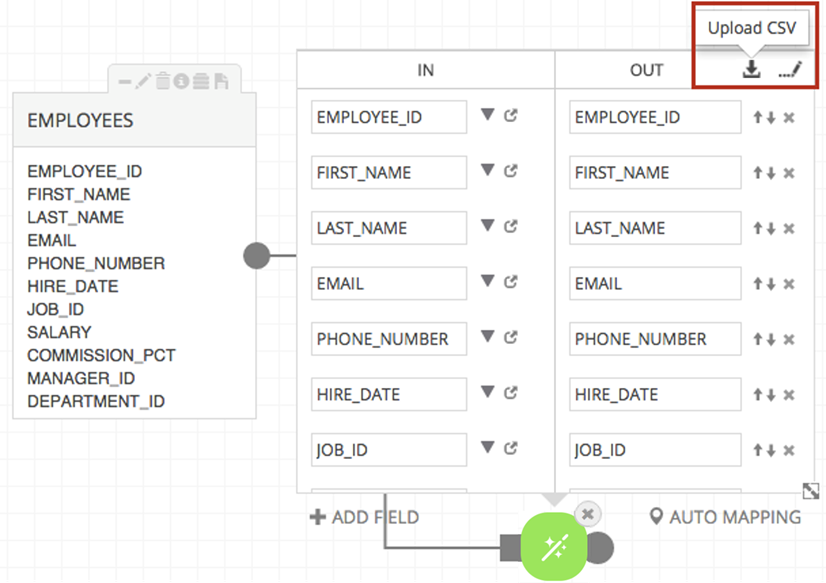 Upload CSV after automapping to apply prebuilt transforms