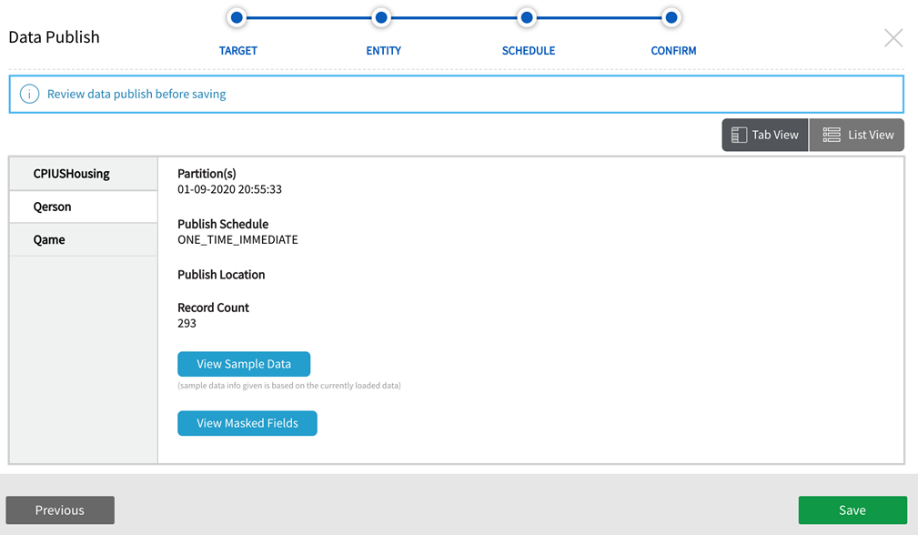 Confirm target metadata and save at final screen of wizard