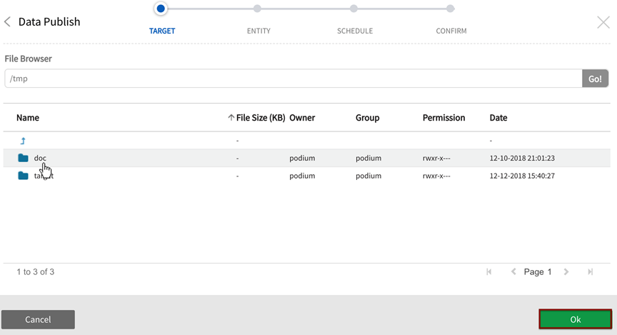 selecting destination folder will create that filepath for the target