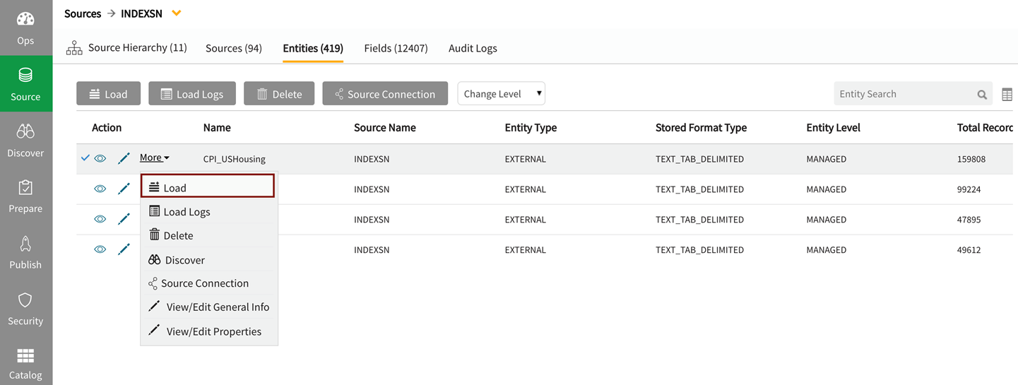 Loading data into an entity from grid