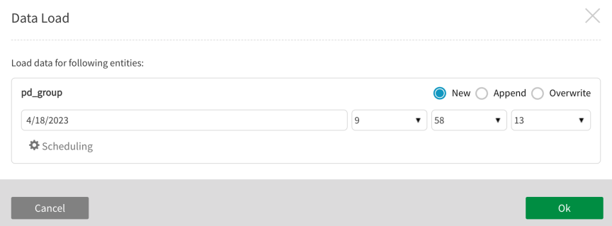 Data load modal displays before load operation