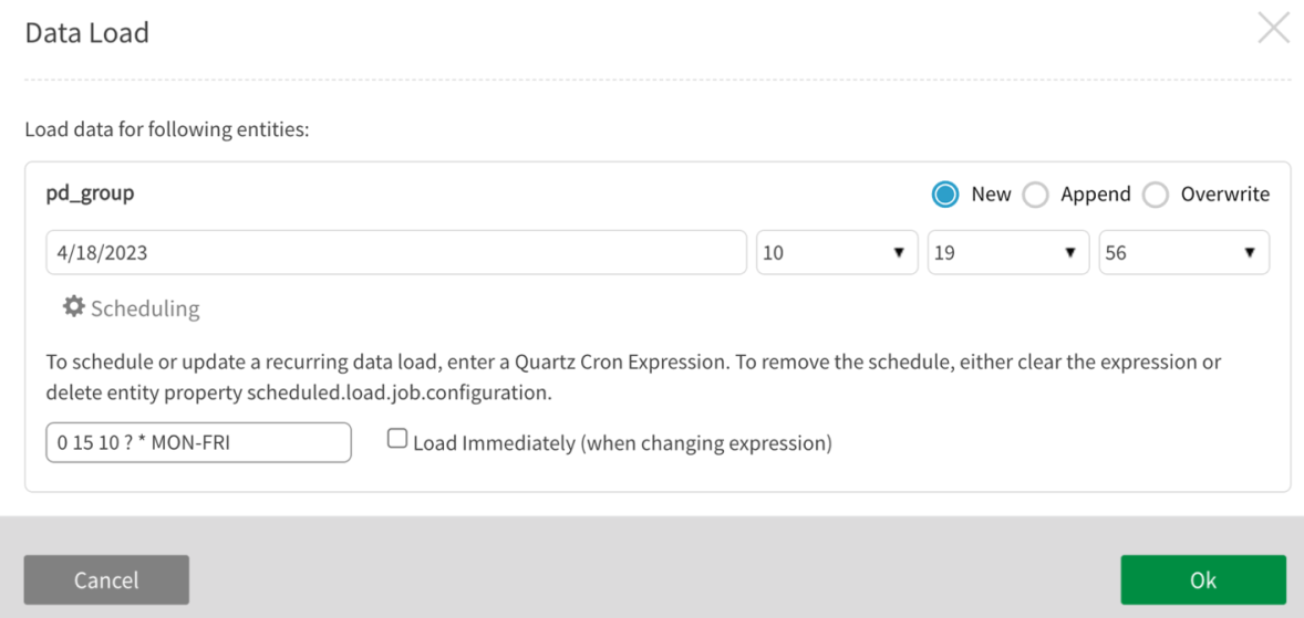 Data load modal displays before load operation