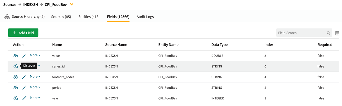 Source field grid and hotlink to switch to internal view