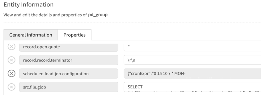 Entity properties tab