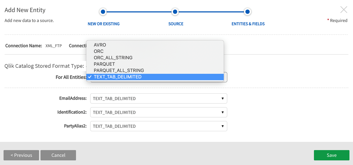 Specify stored file format