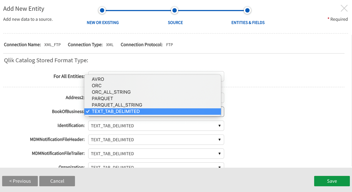 Specify stored file format