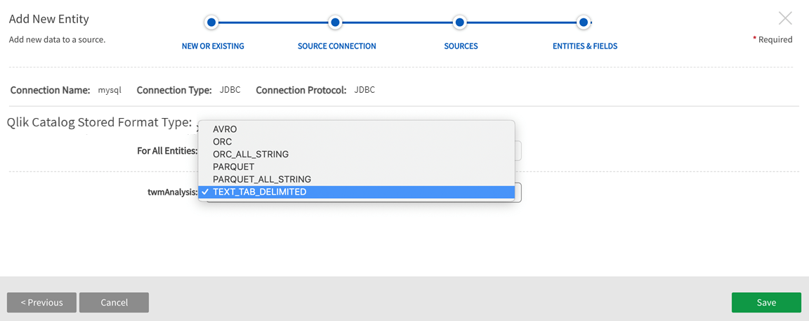 Specify stored file format