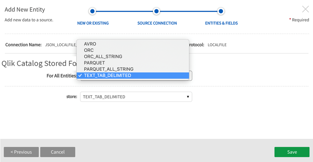 Specify stored file format