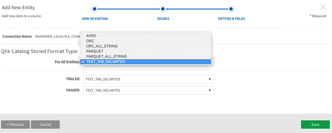 Specify stored file format