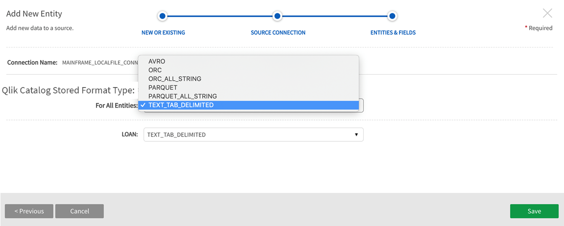 Specify stored file format