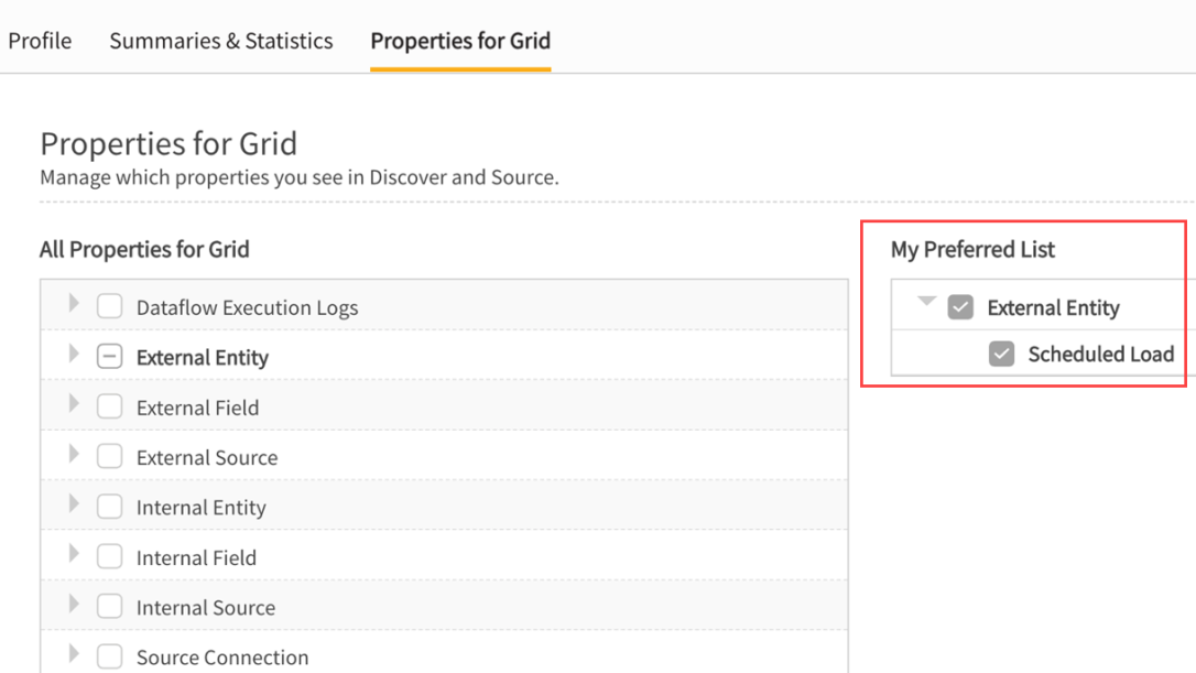 Highlighed shceduled load column on entity data grid