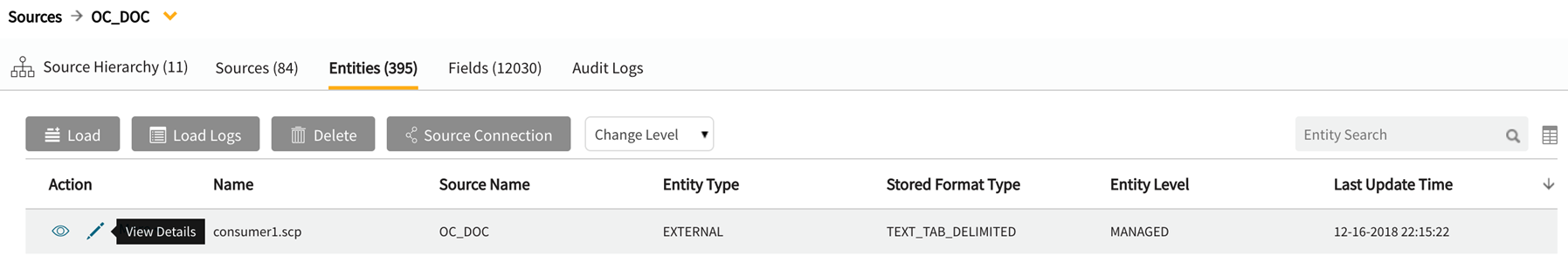 Access properties panel by selecting pencil icon to view details 