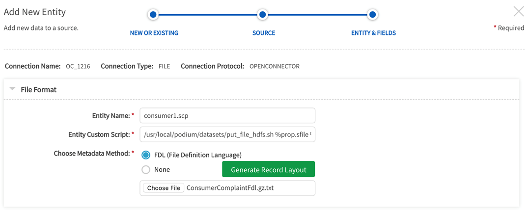 Entity ingest name, custom script, metadata method