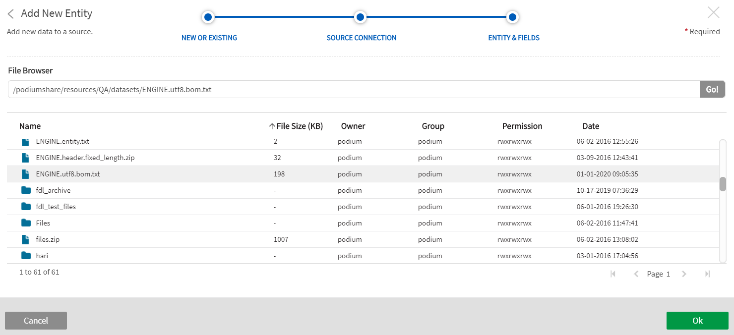 Browse directories for data file