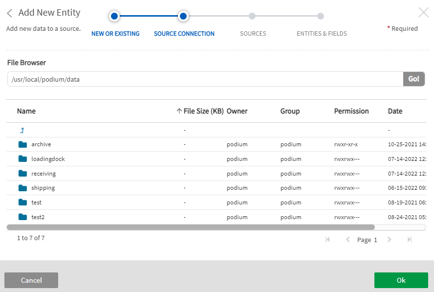 Browse base directory subfolders