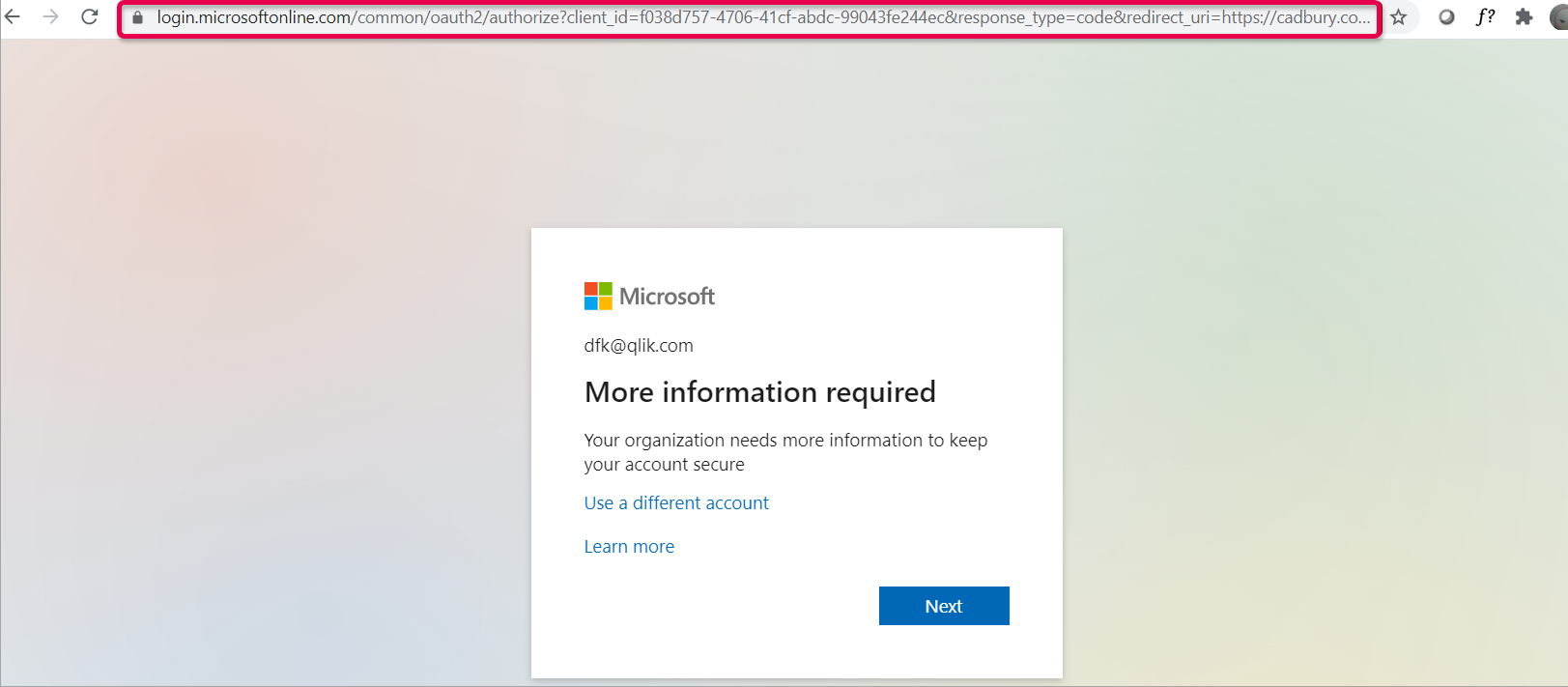 Microsoft Login redirect URI with session information