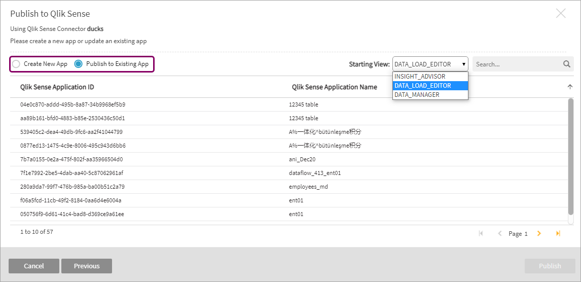 Publish to an existing app in Qlik Sense