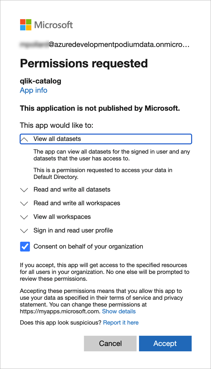 Microsoft requests API permissions acceptance