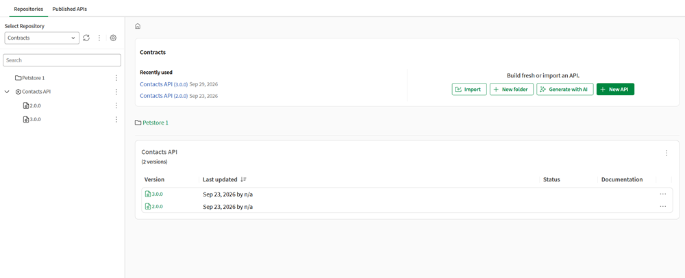 API Designer homepage.